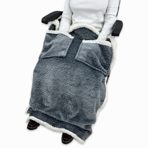 manta borreguillo con bolsos